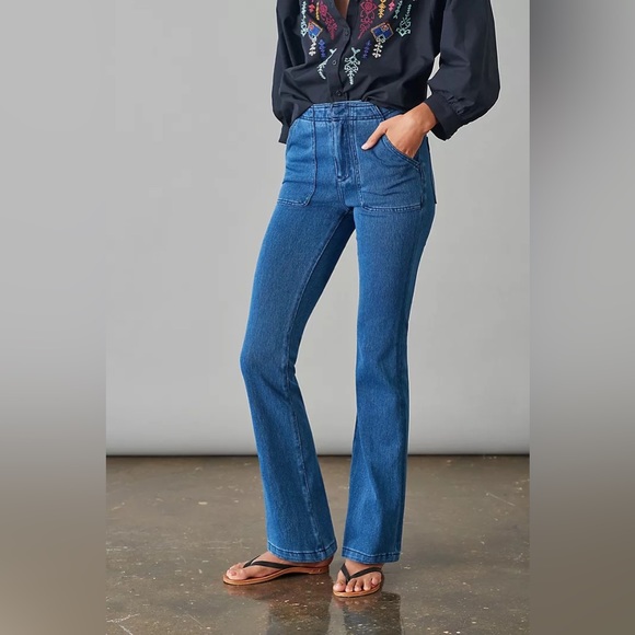 Pilcro Anthropologie High Rise trouser Boot Cut Jeans Blue Denim - size 0 - Picture 4 of 15